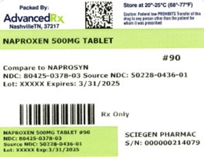 Naproxen 500mg #90 (Naproxen 500mg 80425 0378 03)